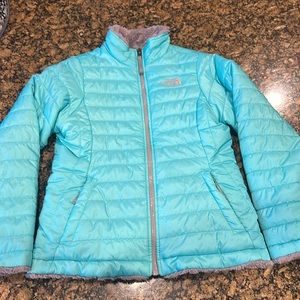 North Face. Mint and Gray. Girls medium. Size 10/12.
